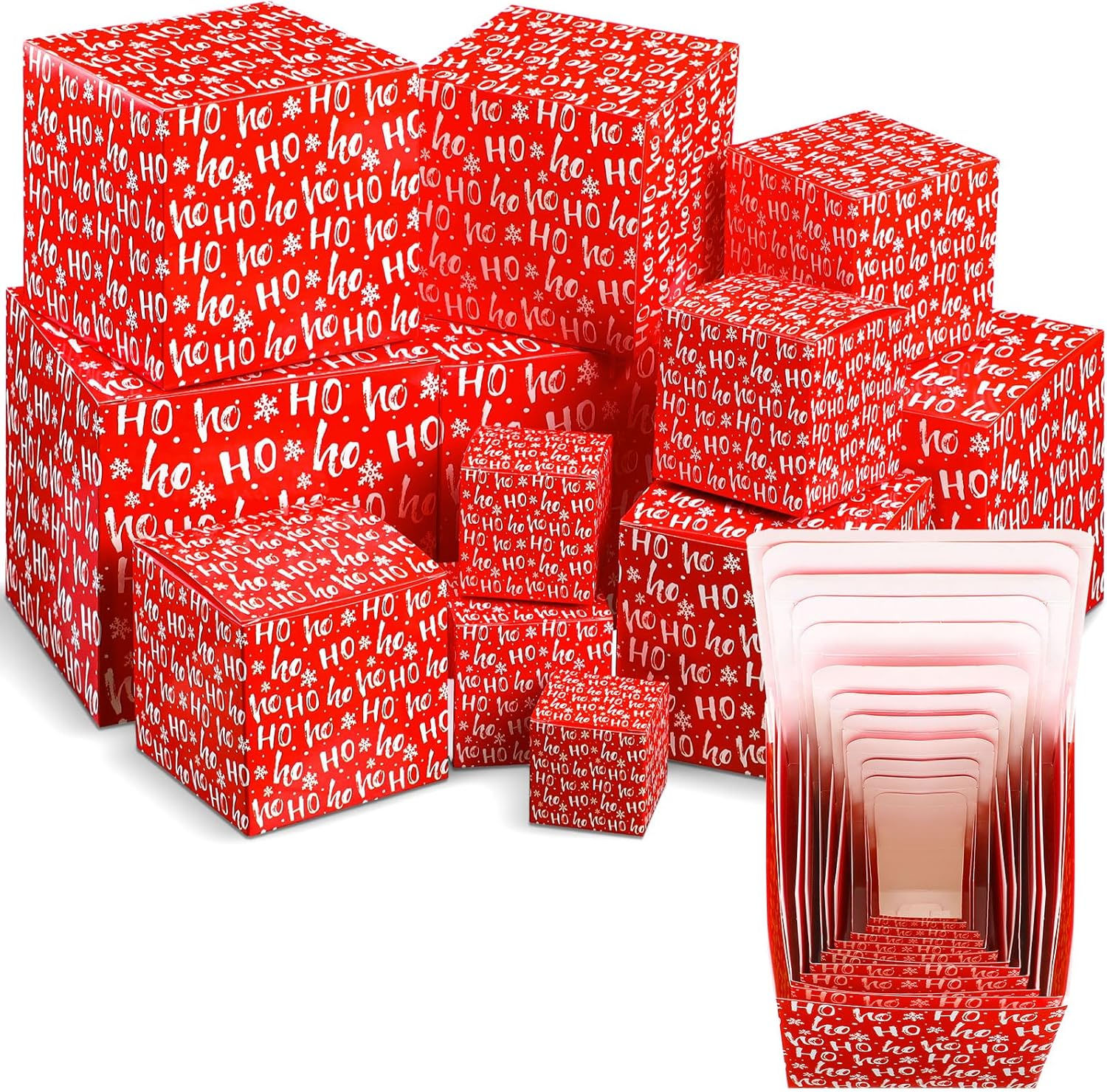 TecUnite 12-Pack Christmas Prank Gift Boxes - Nesting Funny Box-in-Box Set
