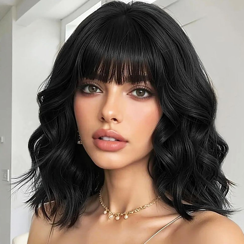 BATISI Black Short Bob Wig with Bangs