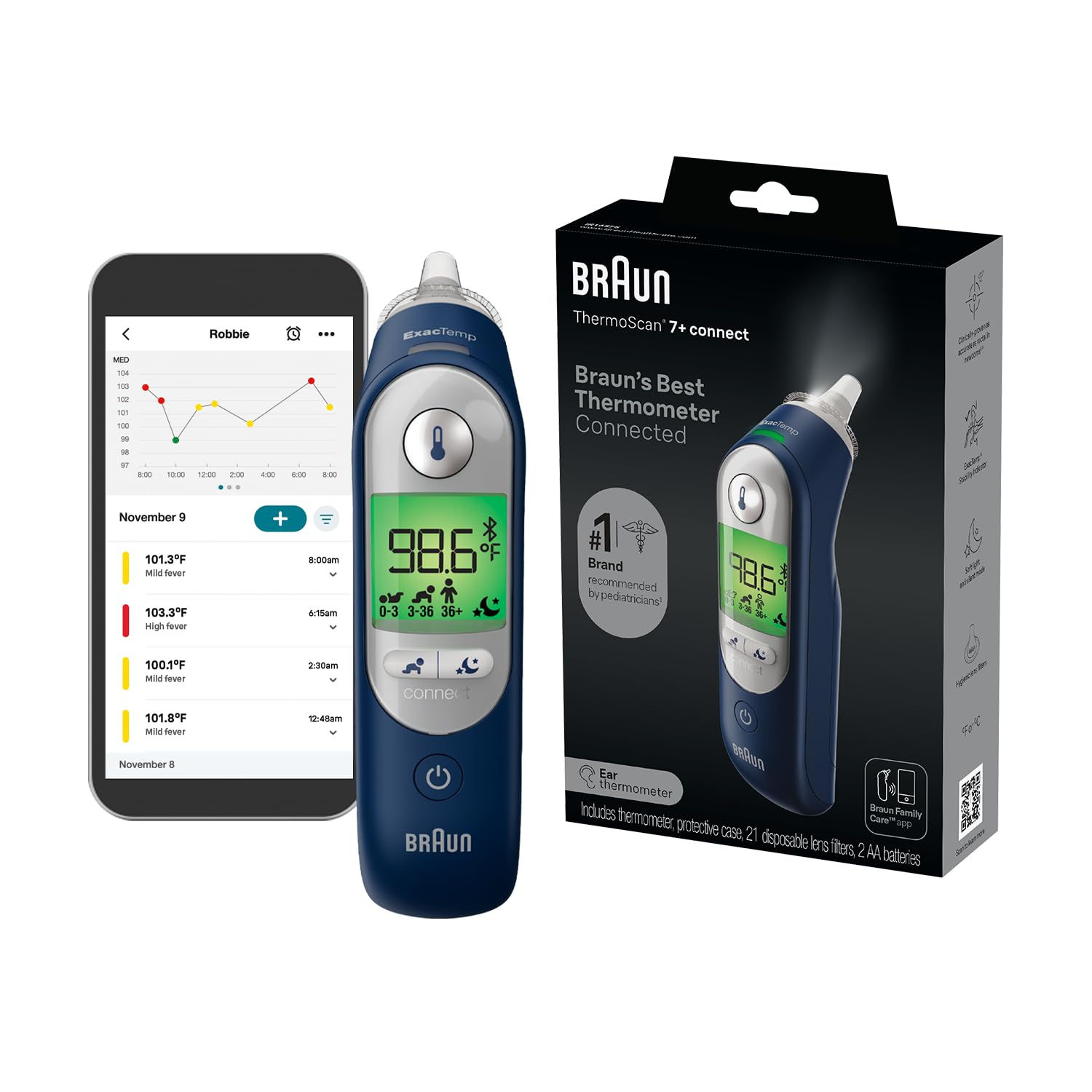 Braun ThermoScan 7+ Connect Digital Ear Thermometer - Family - Image 1