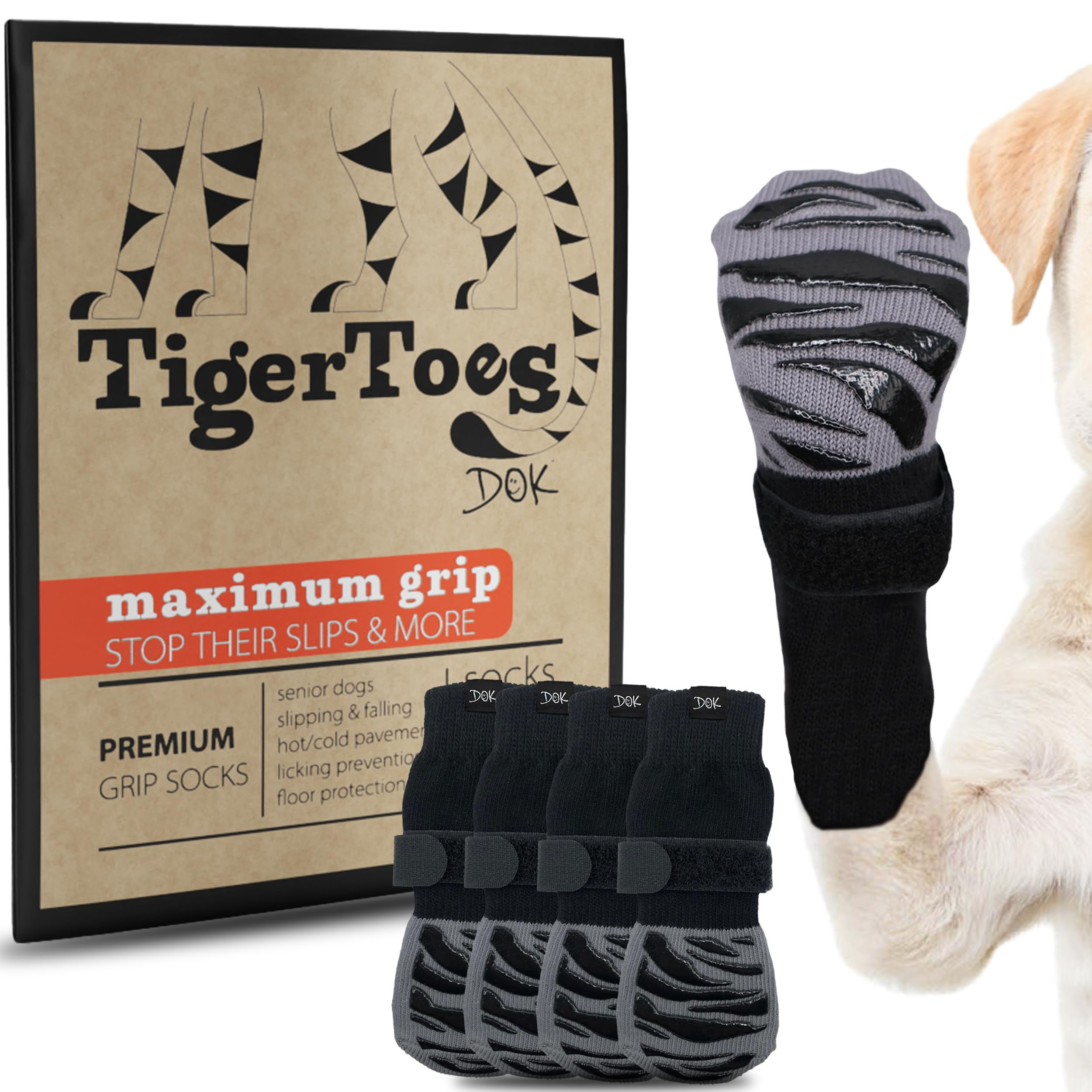 DOK TigerToes Premium Non-Slip Dog Socks for Hardwood Floors - Image 1
