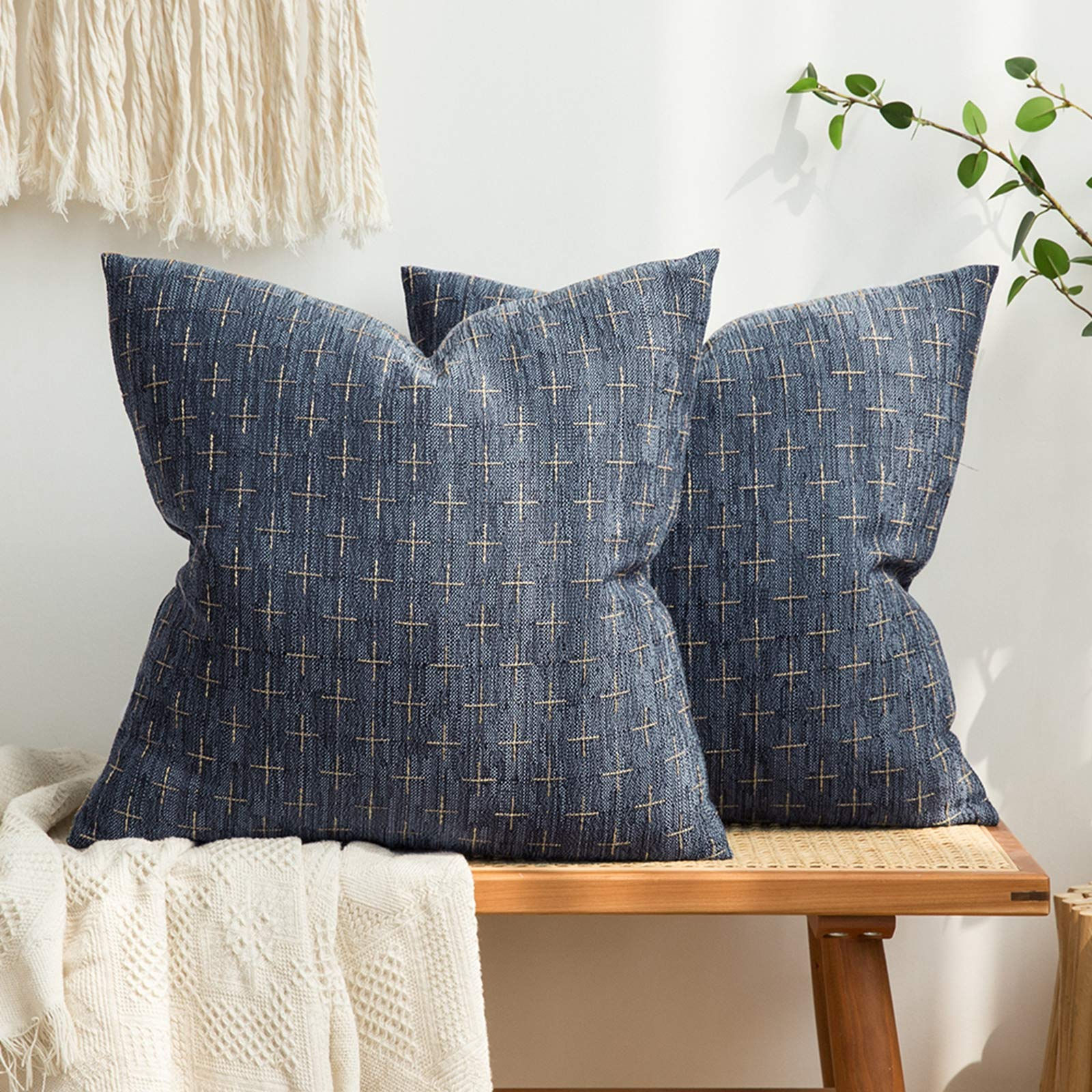 MIULEE Pack of 2 Decorative Burlap Linen Throw Pillow Covers - Image 1