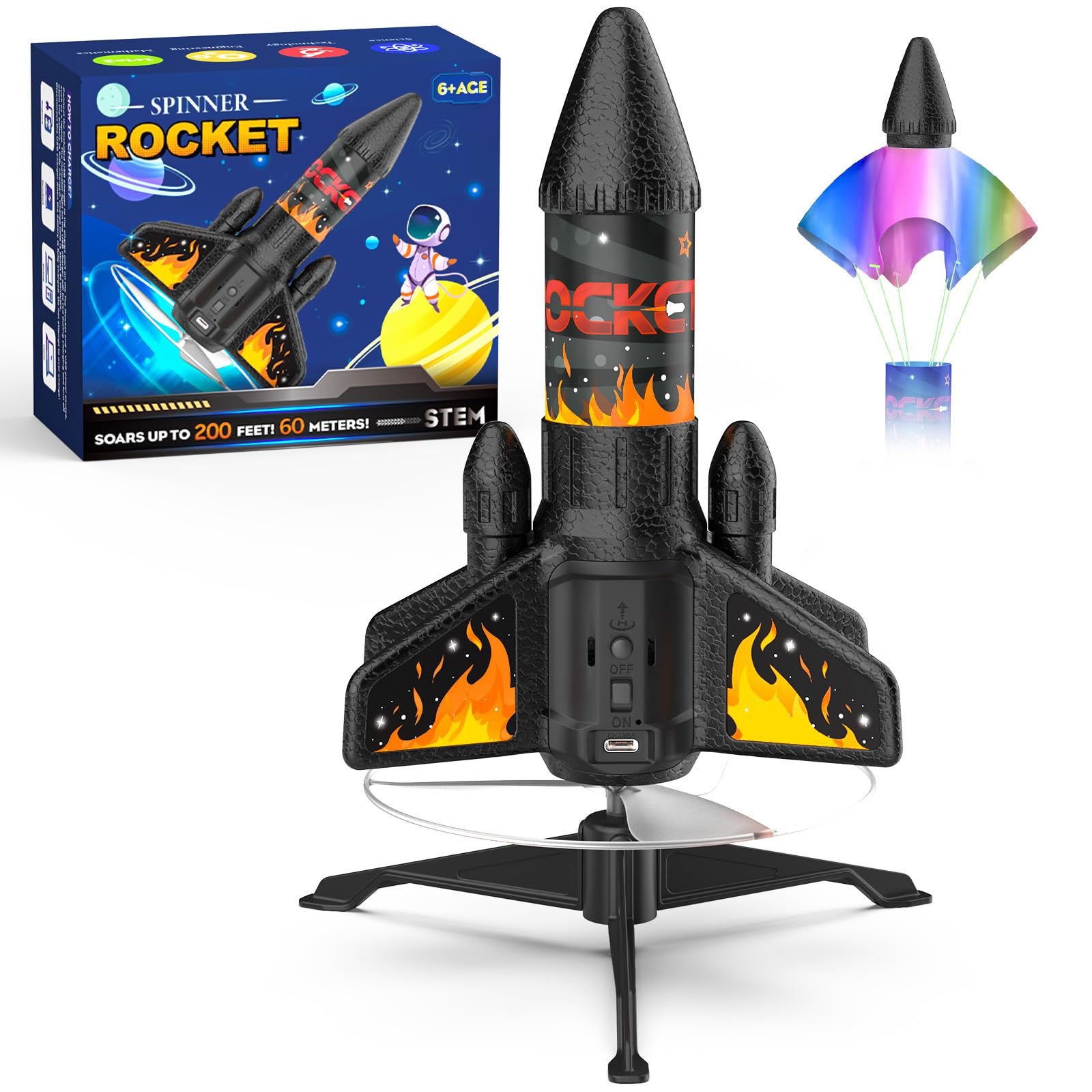 Ovaasy Rocket Launcher for Kids, 200 ft Self Launching Motor - Image 1