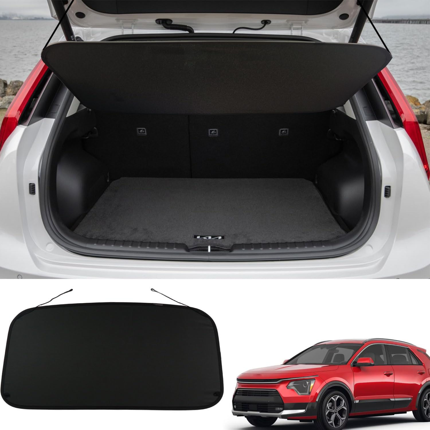 Marretoo Kia NIRO Cargo Cover 2023-2026 Black Trunk Security Shade
