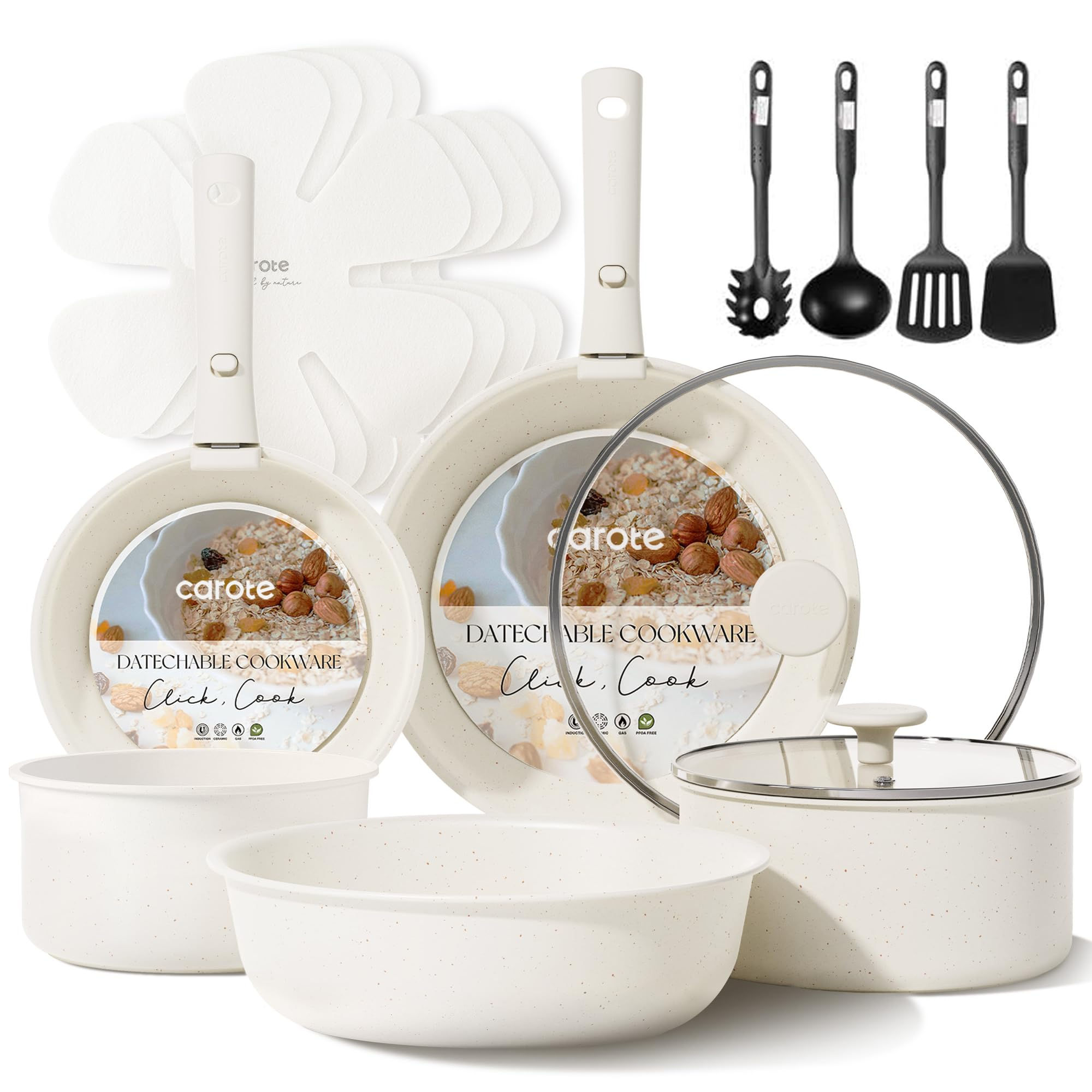 CAROTE 17pcs Pots and Pans Set, Nonstick Cookware Set Detach - Image 1