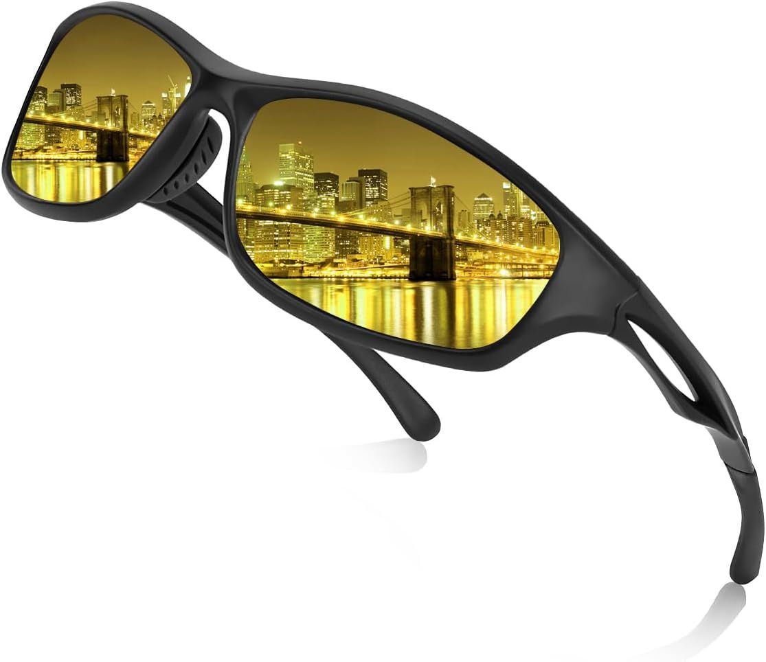 FIMOSON Night Driving Glasses for Men Women Anti Glare HD Polarized Yellow Tinte