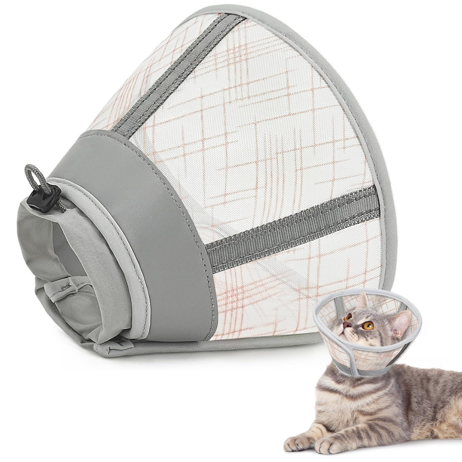 Supet Cat Cone Collar Soft, Air Mesh Recovery Collar to Stop - Image 1
