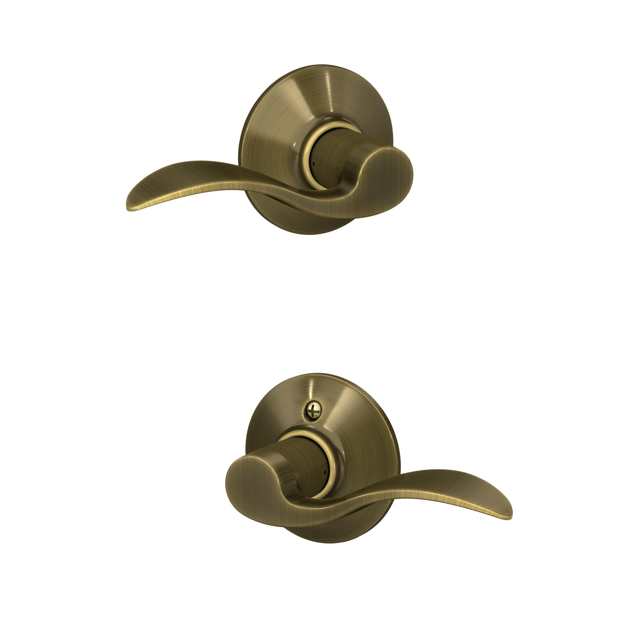 SCHLAGE Accent F10 Flat Wave Reversible Door Lever, Antique Brass (Passage)