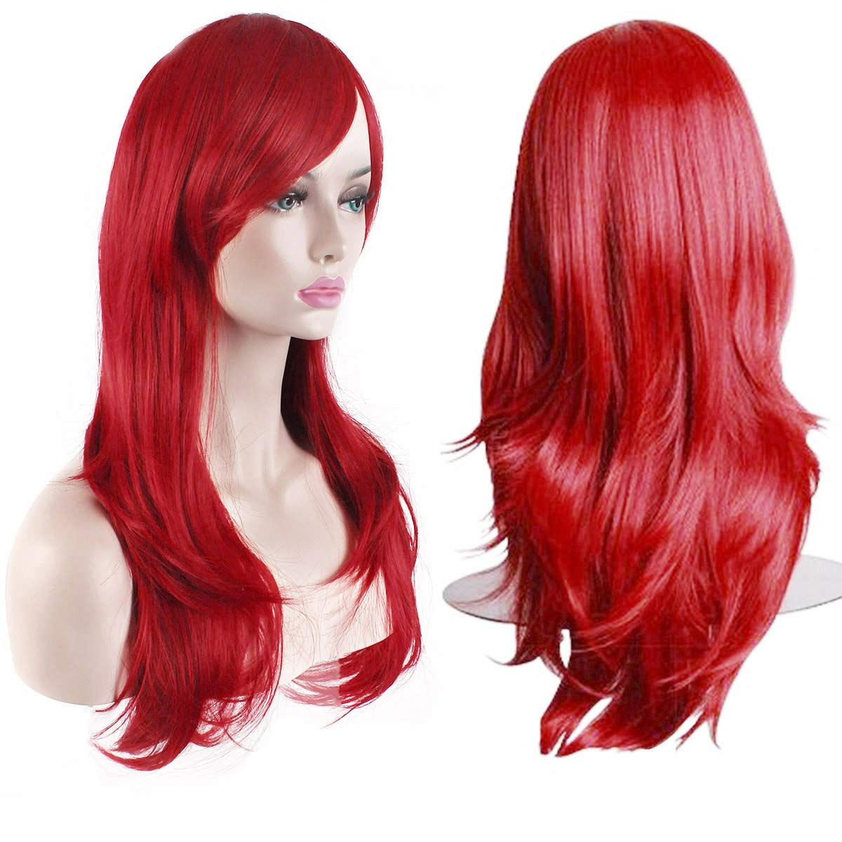Akstore Long Wavy Curly Cosplay Wig Red
