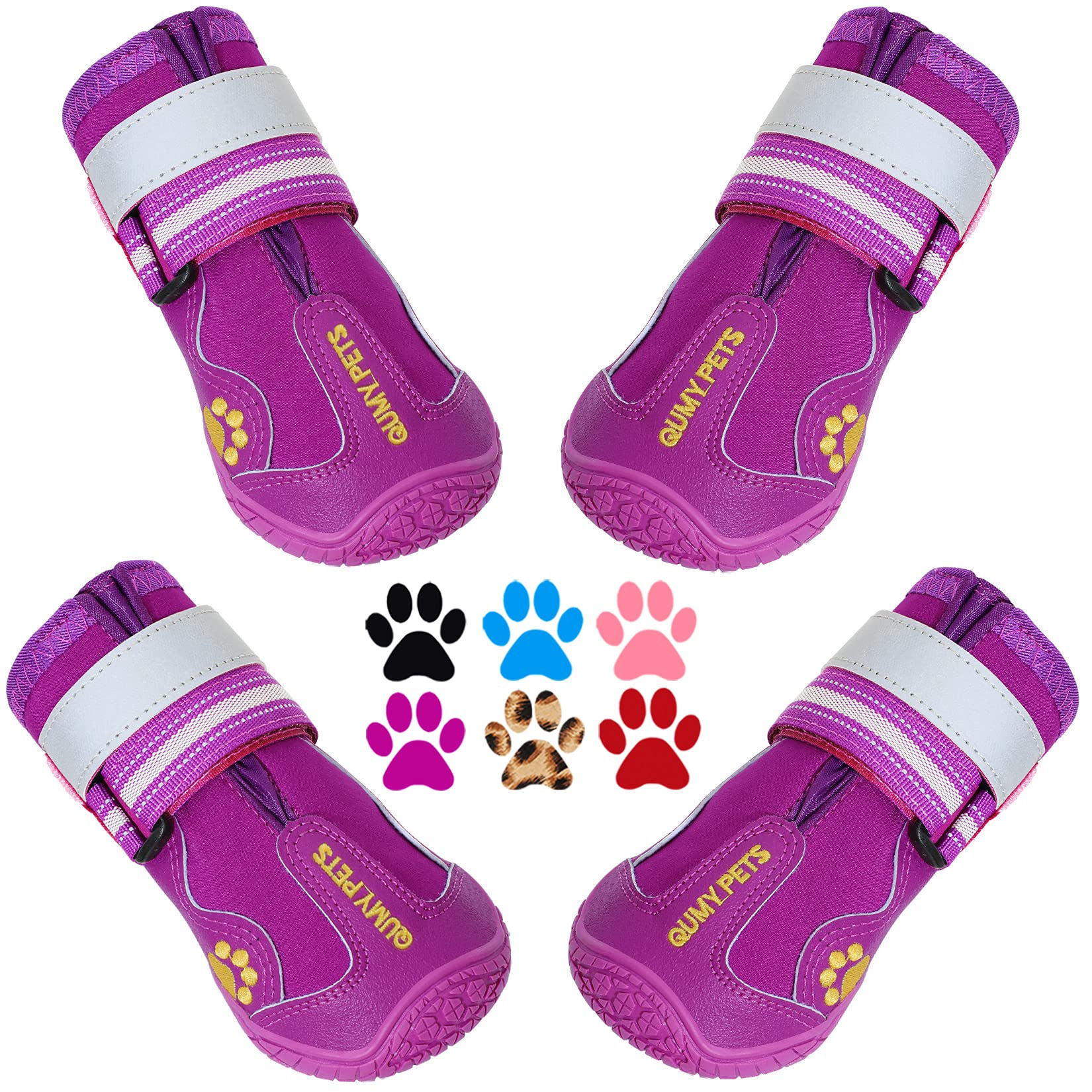 QUMY Dog Shoes for Large Dogs, Medium Dog Boots & Paw Protectors Purple Size 5
