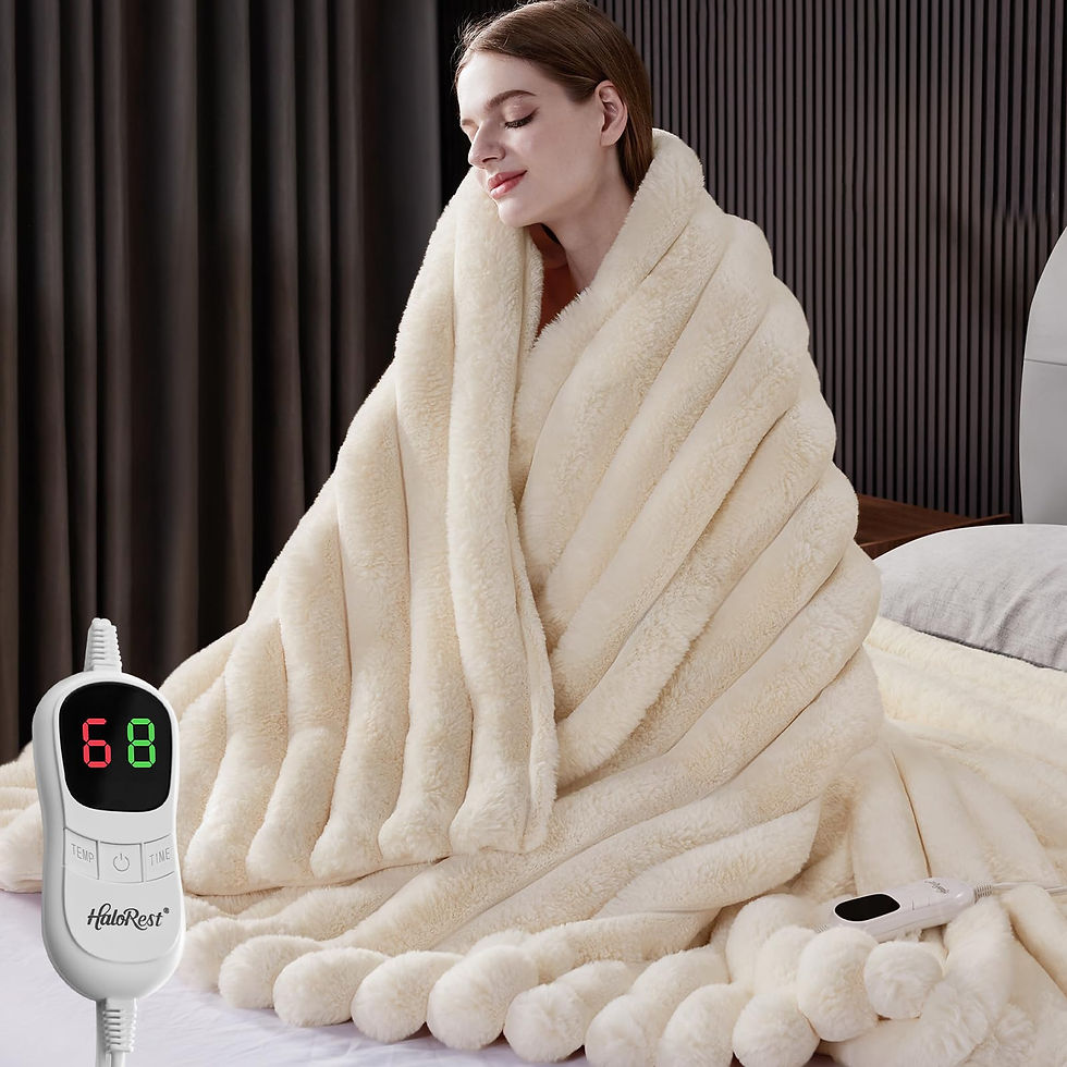 HaloRest Heated Throw Blanket, Faux Fur Cozy Heating Blanket - Image 1