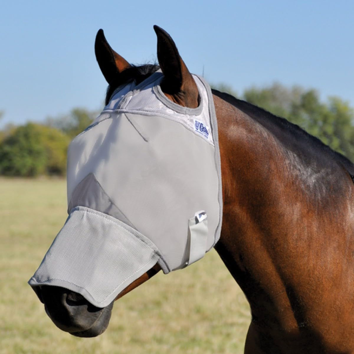 Cashel Crusader Fly Mask, Long Nose (Grey, Yearling) - Image 1