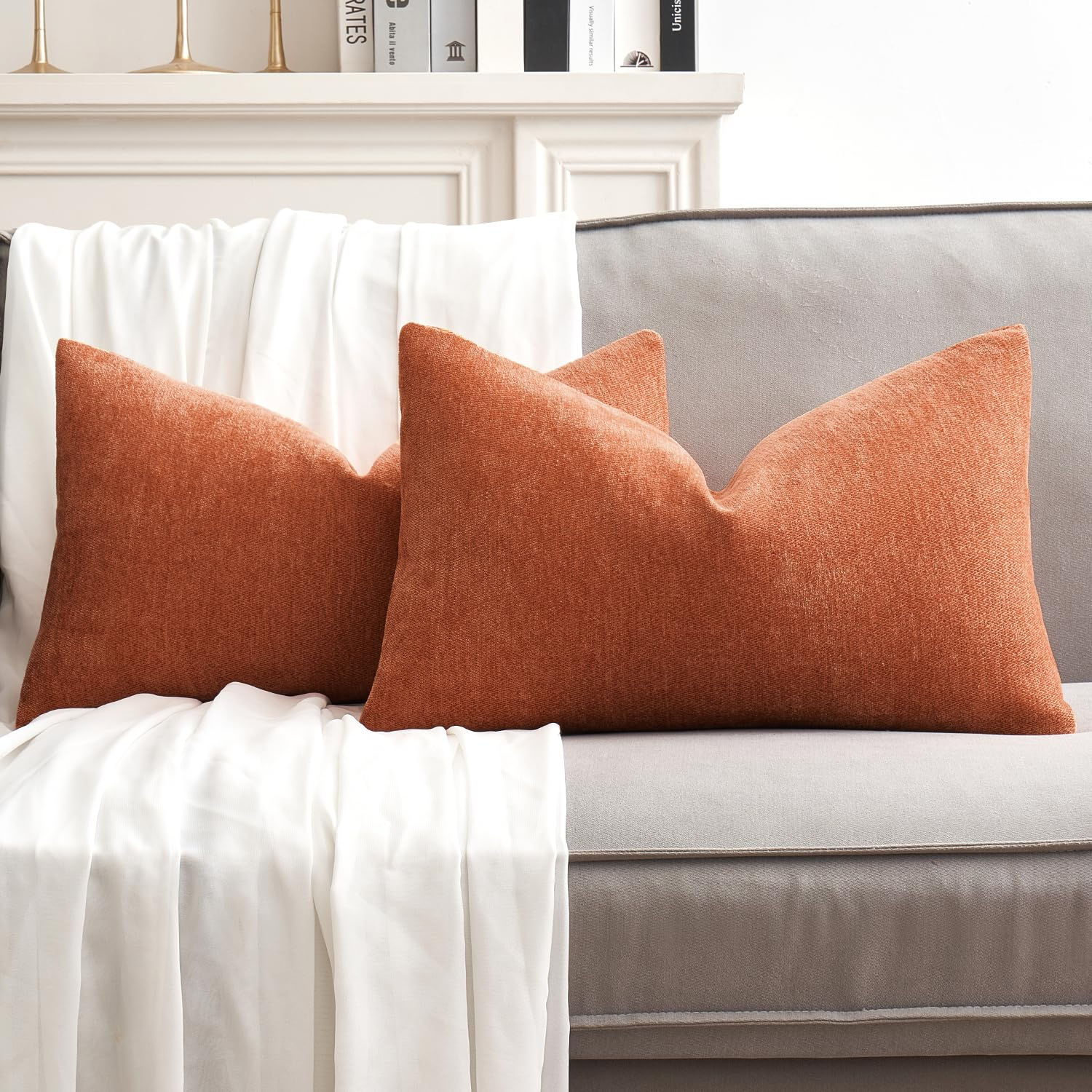 MIULEE Pack of 2 Orange Decorative Pillow Covers 12x20 Inch - Image 1