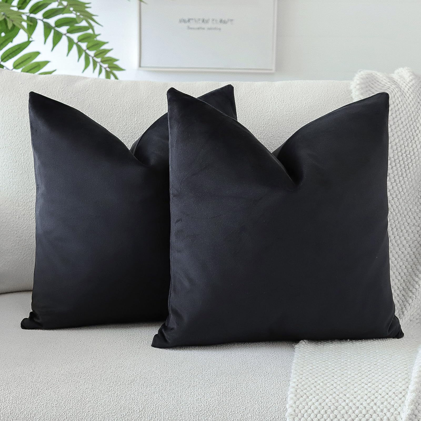 OTOSTAR Soft Velvet Decorative Throw Pillow Covers Solid Squ - Image 1