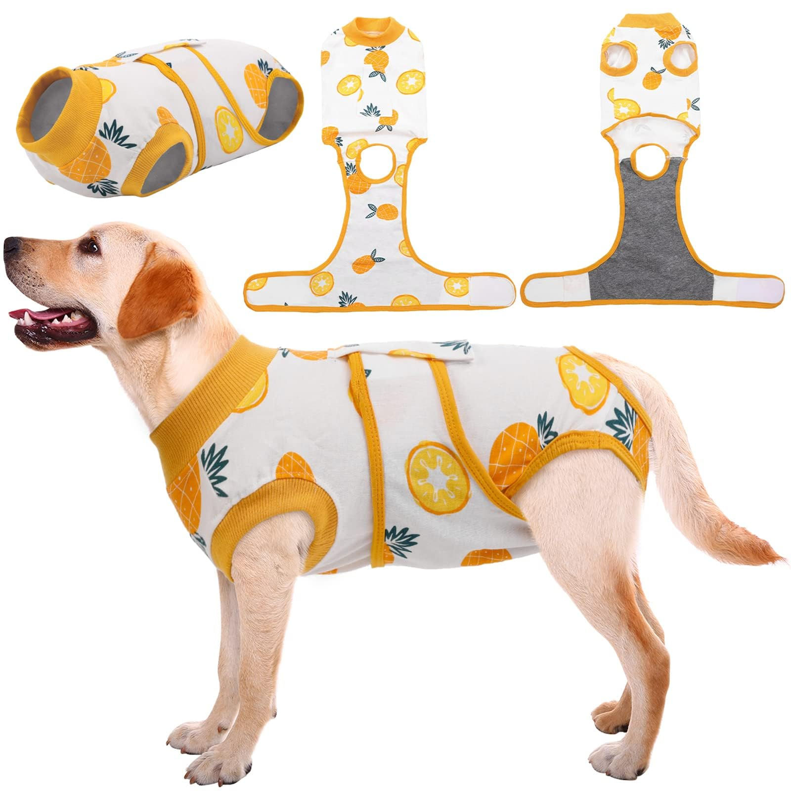Kuoser Recovery Suit for Dogs Cats After Surgery (Pineapple, X-Large)