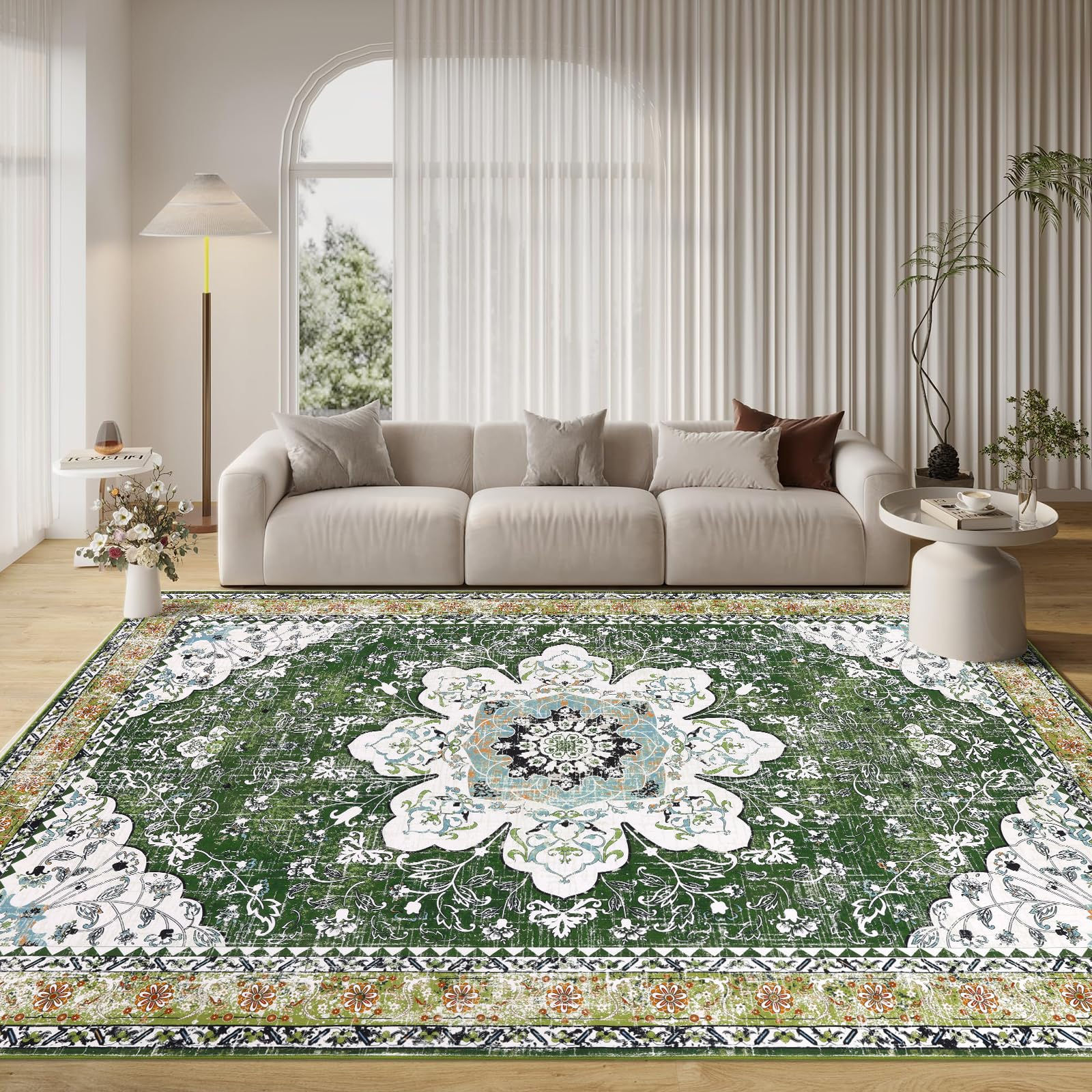 Ileading Bohemian Vintage Area Rug 6x9ft, Machine Washable L - Image 1