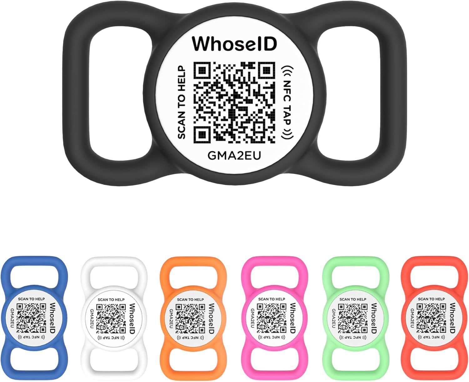 WhoseID QR Code Dog Tag with NFC, Personalized Pet ID Tag, Silent Silicone Dog I