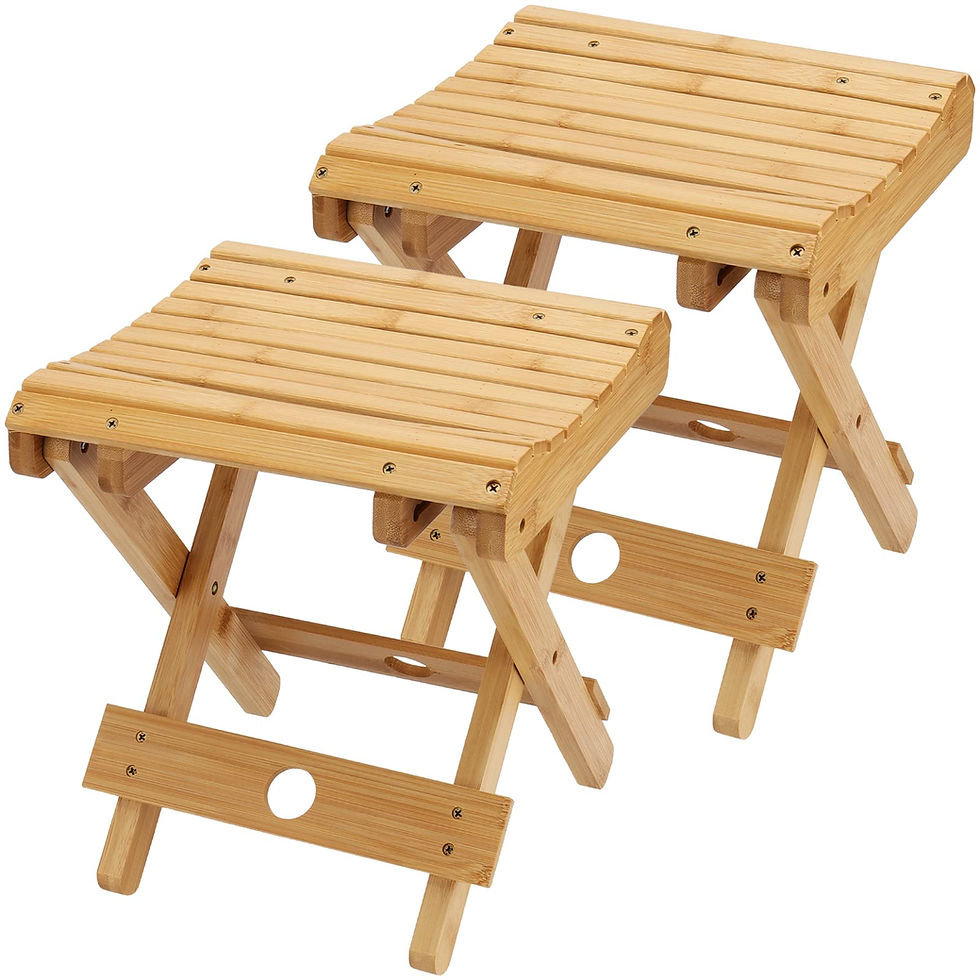 SINJEUN 2 Pack 12 Inch Natural Bamboo Folding Bench Seat Sto - Image 1