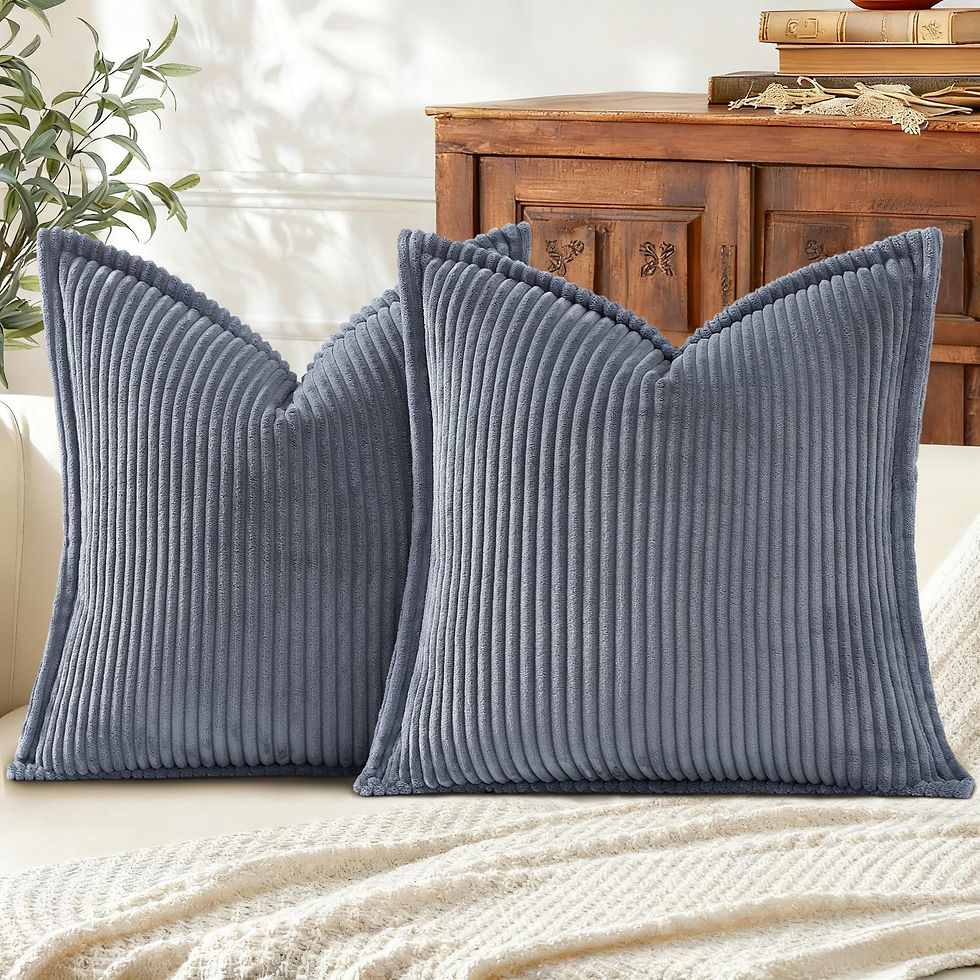 Mecatny Corduroy Throw Pillow Covers 22x22 Set of 2, Neutral - Image 1