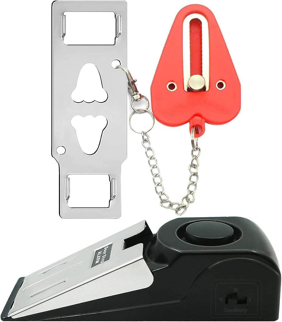 Portable Door Lock & Door Stop Alarm Set, Dual Protection Ho - Image 1