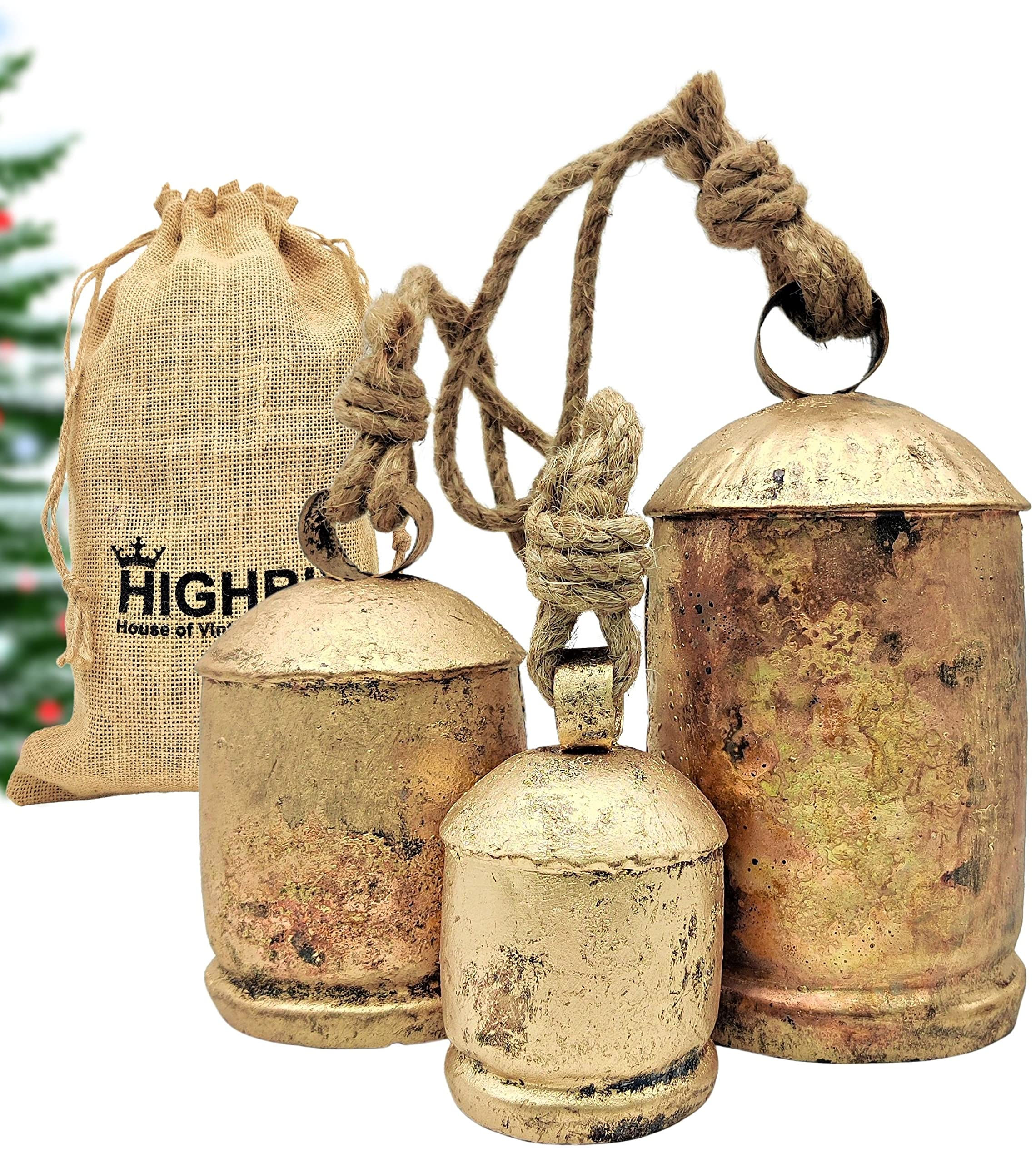 HIGHBIX Set of 3 Giant Harmony Cow Bells Huge Vintage Handma - Image 1