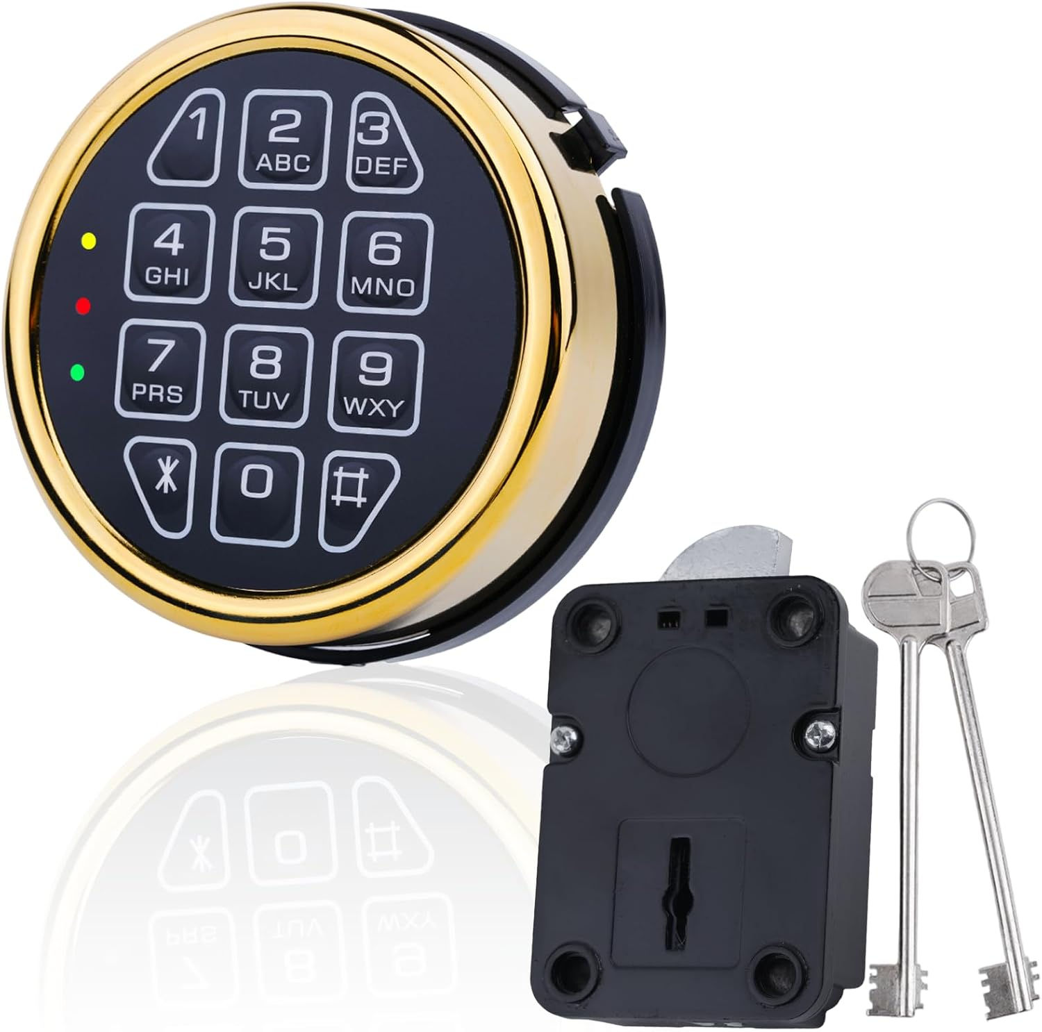 Safe Replacement Lock with Left Swing Bolt Lock and 2 Emergency Keys, Gold Keypa