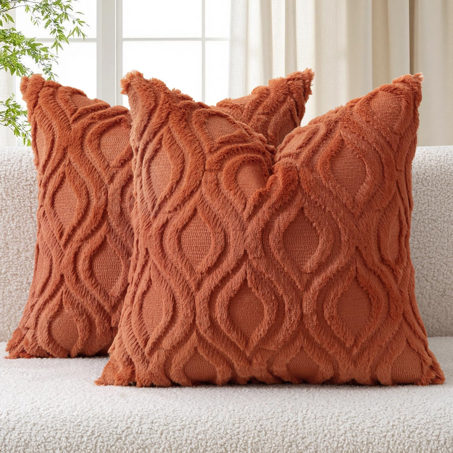 MIULEE Rust Fall Throw Pillow Covers 16x16 Inch, Soft Plush - Image 1
