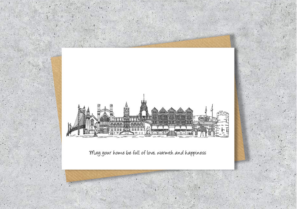Thumbnail: Chester skyline landmarks A6 card, A5 Print, A4 print, personalised