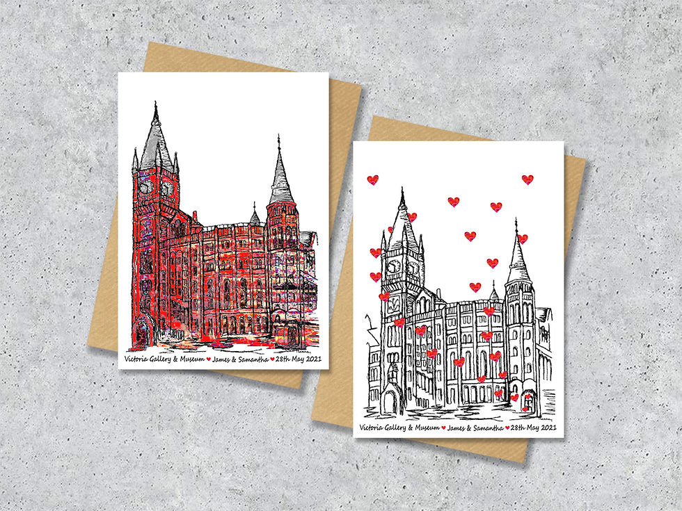 Thumbnail: Victoria Gallery and Museum wedding day anniversary venue card, VGM Liverpool
