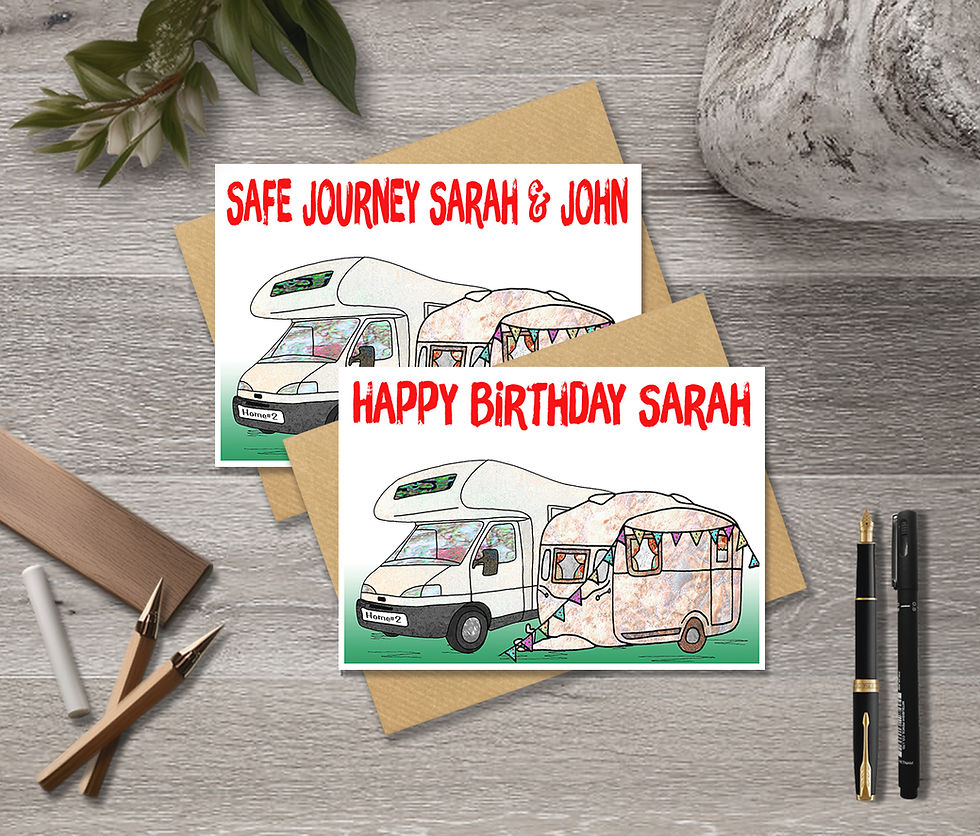 Thumbnail: Personalised Caravan motorhome holiday card, Safe Journey, Happy camping