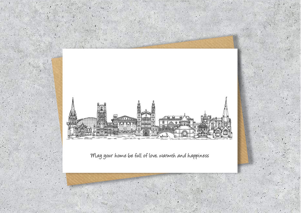 Thumbnail: Cambridge skyline landmarks A6 card, A5 Print, A4 print, personalised