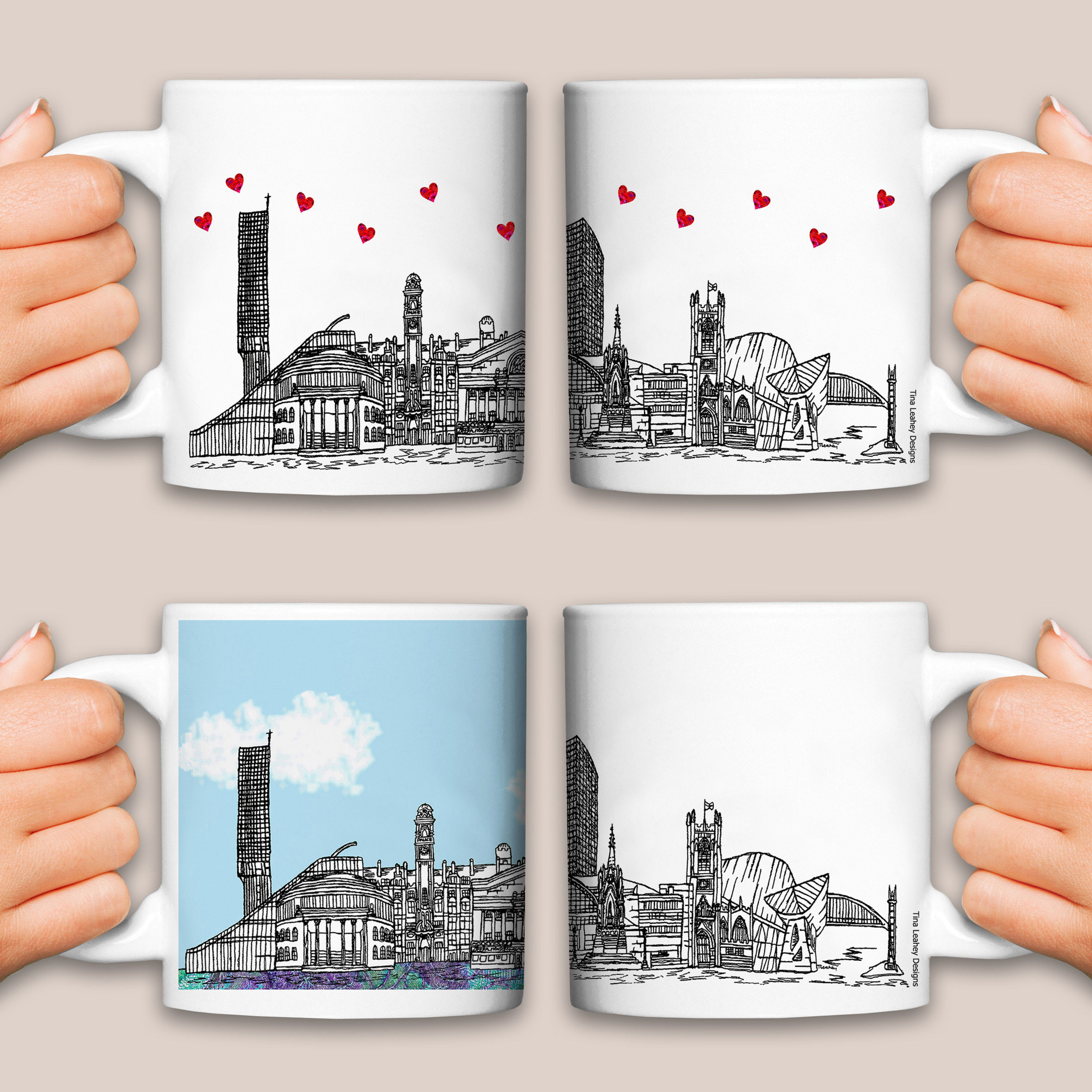 Manchester skyline ceramic mug, Personalised University gift, Housewarming gift