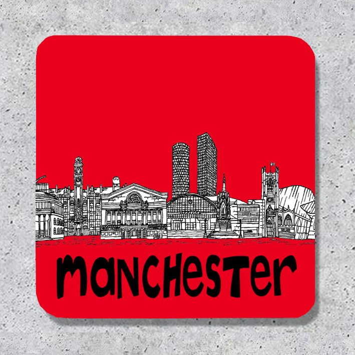 Thumbnail: Manchester skyline coaster, Keepsake, Memento, housewarming gift, Souvenir.