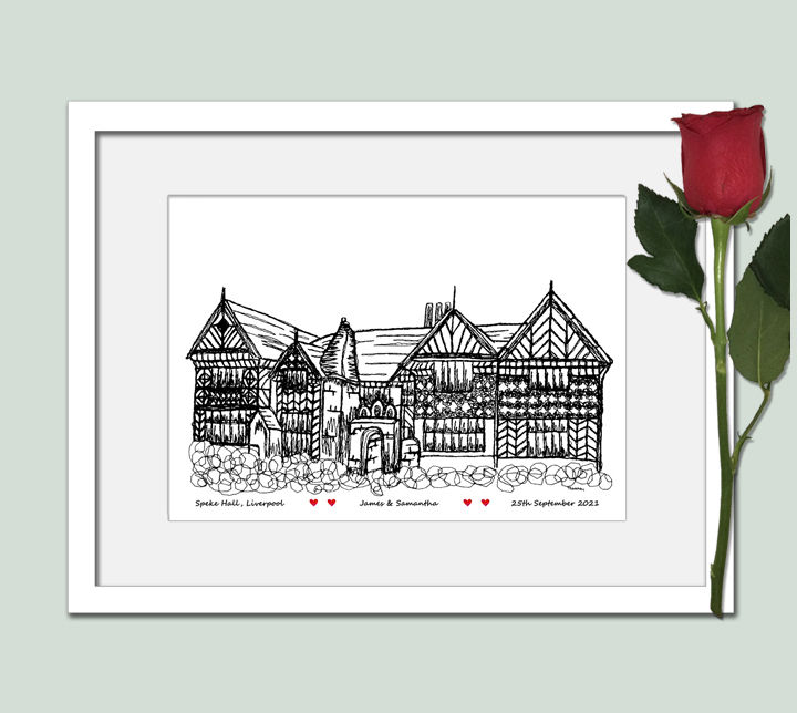 Thumbnail: Speke hall weddings gift Liverpool personalised wedding anniversary print