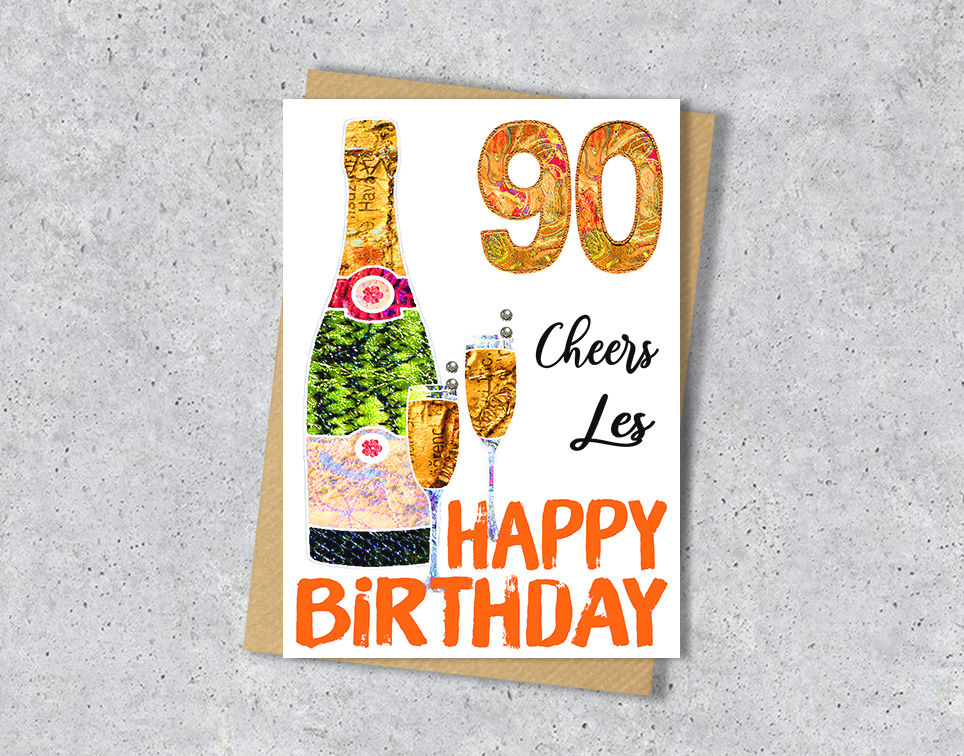Thumbnail: Personalised champagne birthday card 18th 21st 30 40 50 60th 70 80 90 100