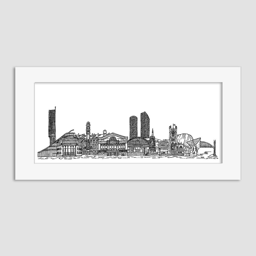Thumbnail: Manchester skyline wall art print, Black & White, Personalised housewarming gift