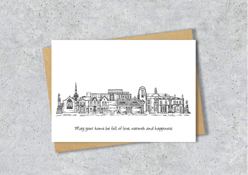 Thumbnail: Prescot skyline landmarks A6 card, A5 Print, A4 print, personalised card