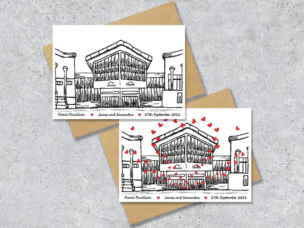 Thumbnail: Floral Pavillion wedding day anniversary venue card, Personalised, A4 Print