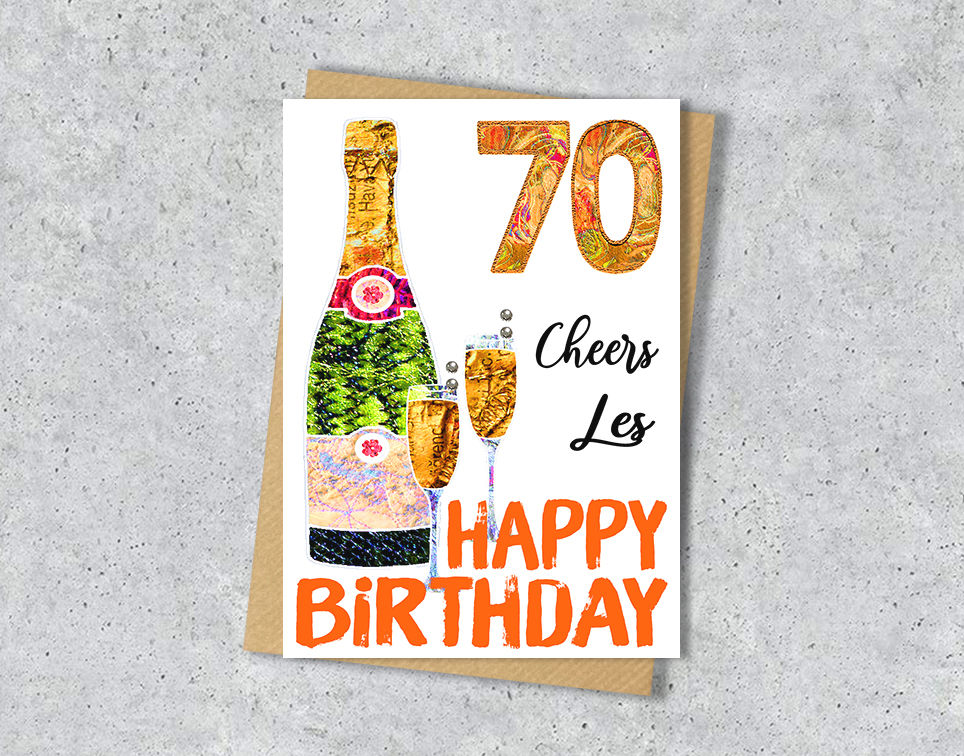 Thumbnail: Personalised champagne birthday card 18th 21st 30 40 50 60th 70 80 90 100