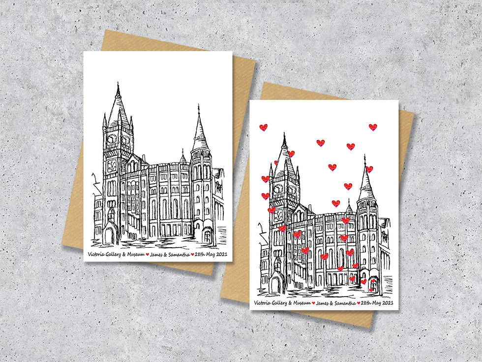 Thumbnail: Victoria Gallery and Museum wedding day anniversary venue card, VGM Liverpool