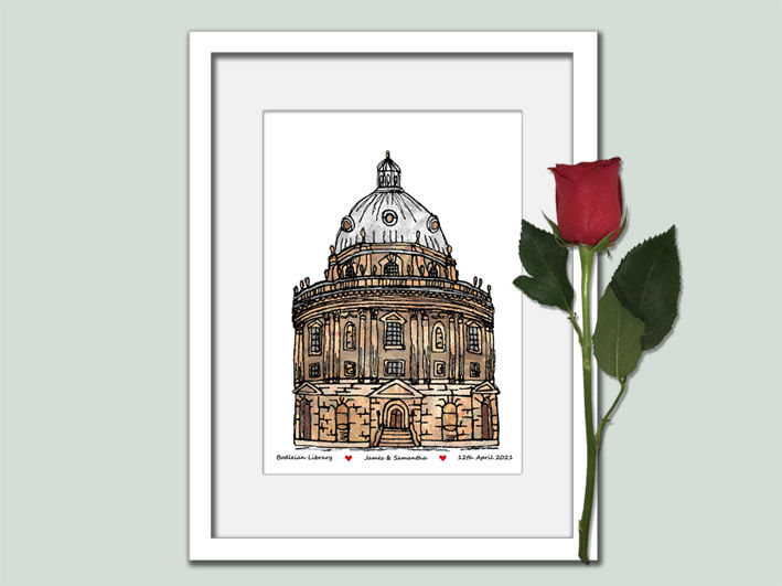 Thumbnail: Radcliffe camera weddings gift Oxford personalised wedding anniversary print