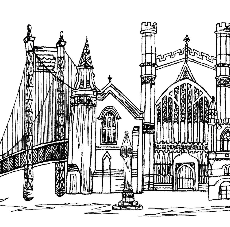 Thumbnail: Chester A6 card, A5 Print, A4 Print, black white red, housewarming