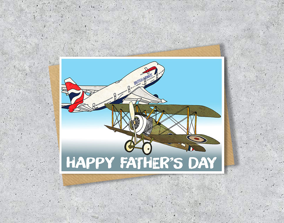 Thumbnail: Aeroplane birthday fathers day card, Aviation enthusiasts, WW1 plane, Air bus.
