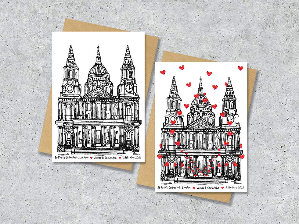 Thumbnail: St Paul's Cathedral wedding day anniversary venue card, Personalised, A4 Print