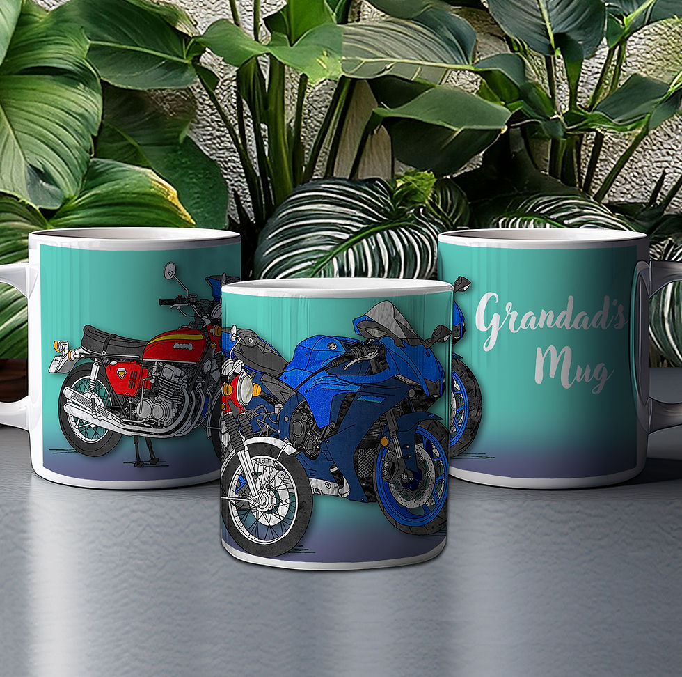 Thumbnail: Personalised Motorbike mug, Retro motor bike, Motorcycle mug, Gift for men