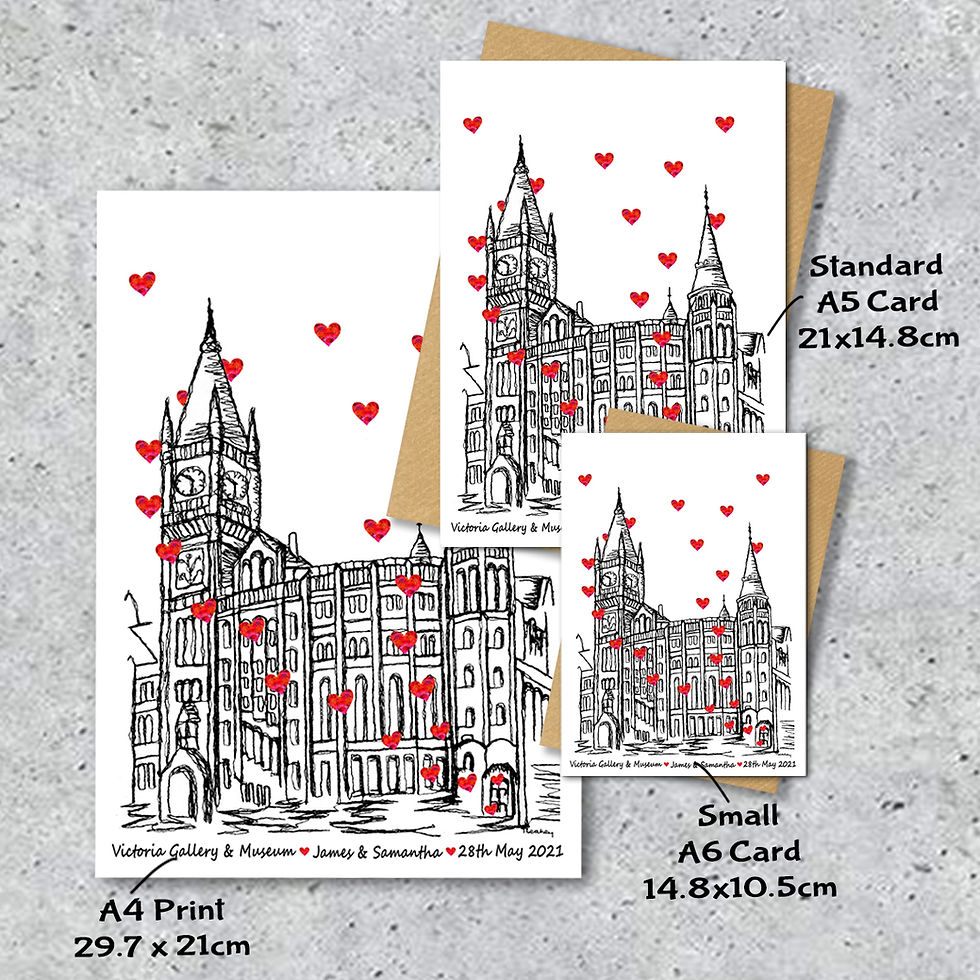 Thumbnail: Victoria Gallery and Museum wedding day anniversary venue card, VGM Liverpool