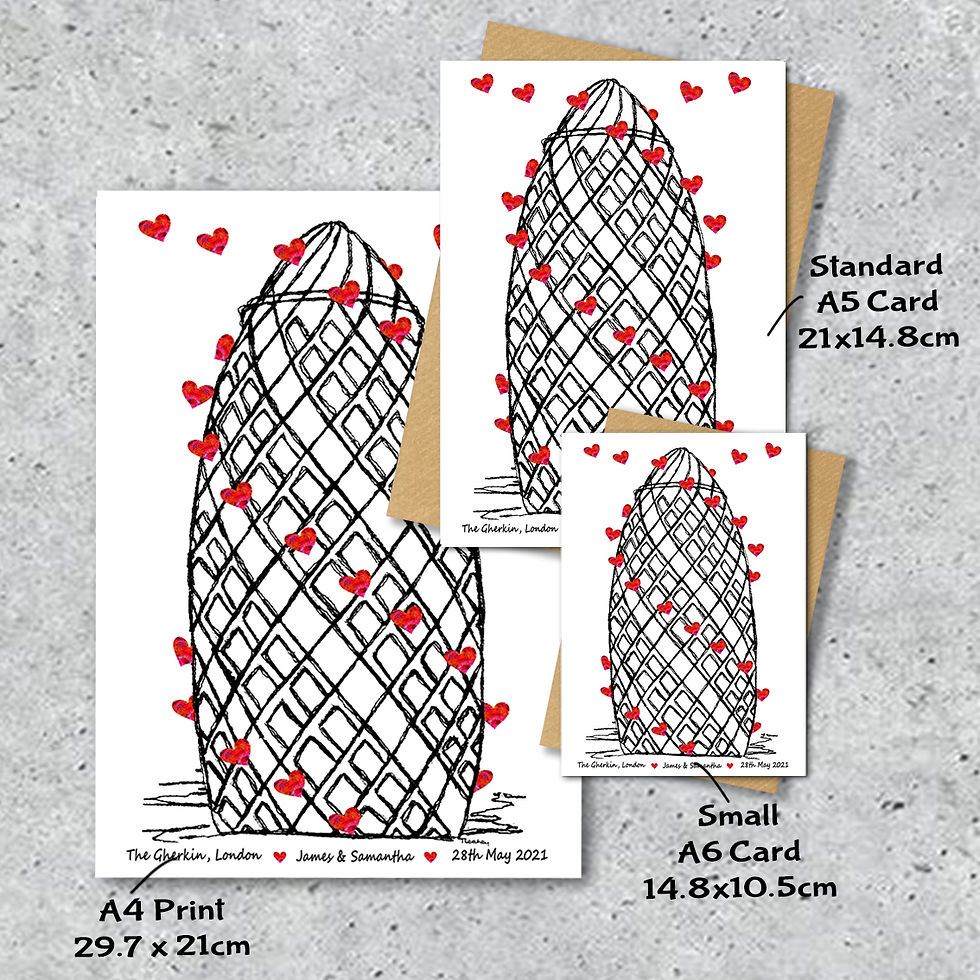 Thumbnail: The Gherkin, 30 St Mary Axe wedding day anniversary venue card, A4 print