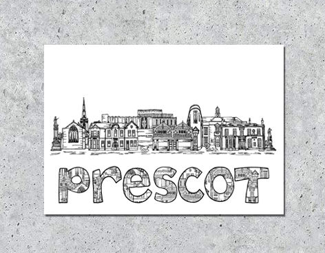 Thumbnail: Prescot Skyline Fridge Magnet, Uni keepsake, Memento, Souvenir