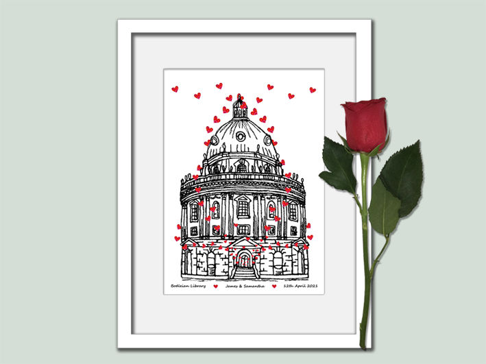 Thumbnail: Radcliffe camera weddings gift Oxford personalised wedding anniversary print