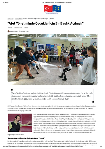 “Afet Yönetiminde Çocuklar İçin Bir Başl