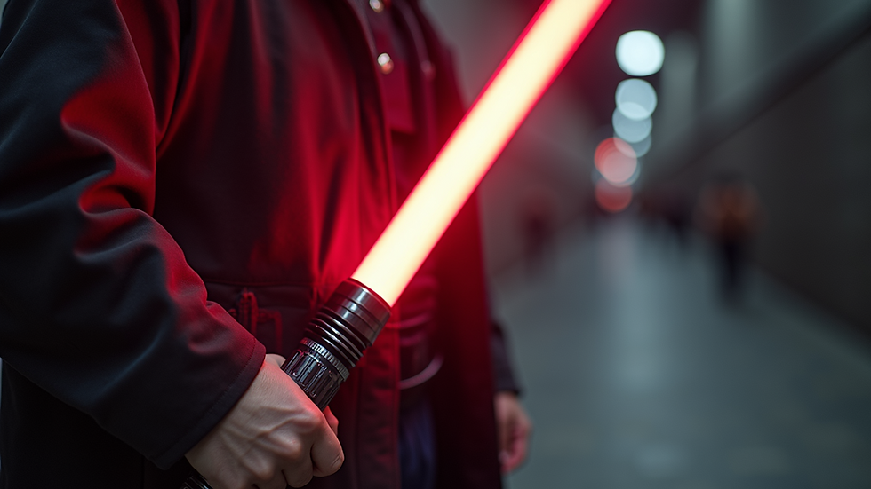 Close-up view of a pike lightsaber showcasing its blade and hilt design